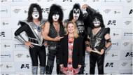 Tommy Thayer, Paul Stanley, Cara Cusumano, Gene Simmons, and Eric Singer at the Tribeca Festival screening of "Biography: KISStory" at Battery Park on June 11, 2021 in New York City. (Image via Getty Images)